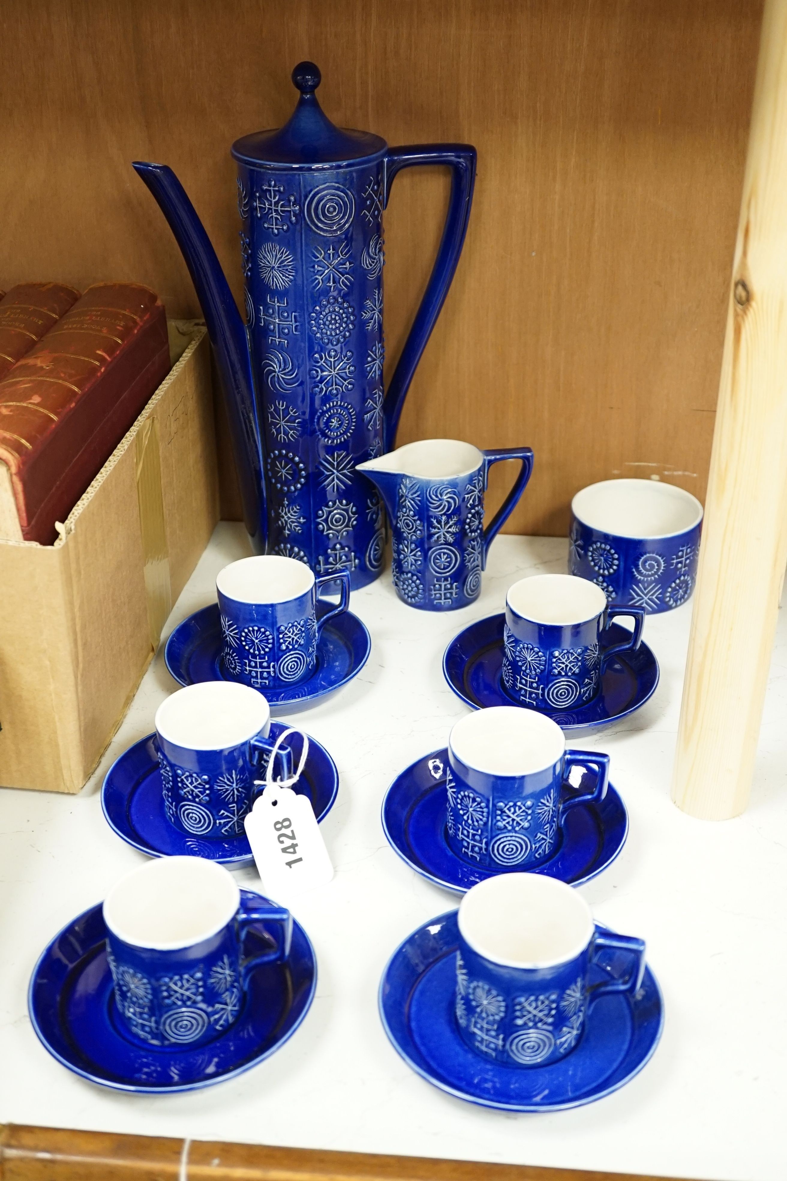 A Portmeirion Totem coffee set, pot 33cm.